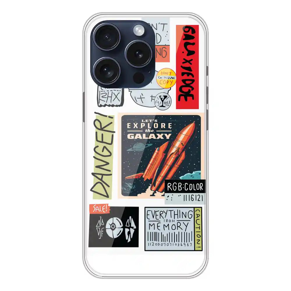 Galaxy - Clear Printed Silicone Case For Apple iPhone 13 Pro