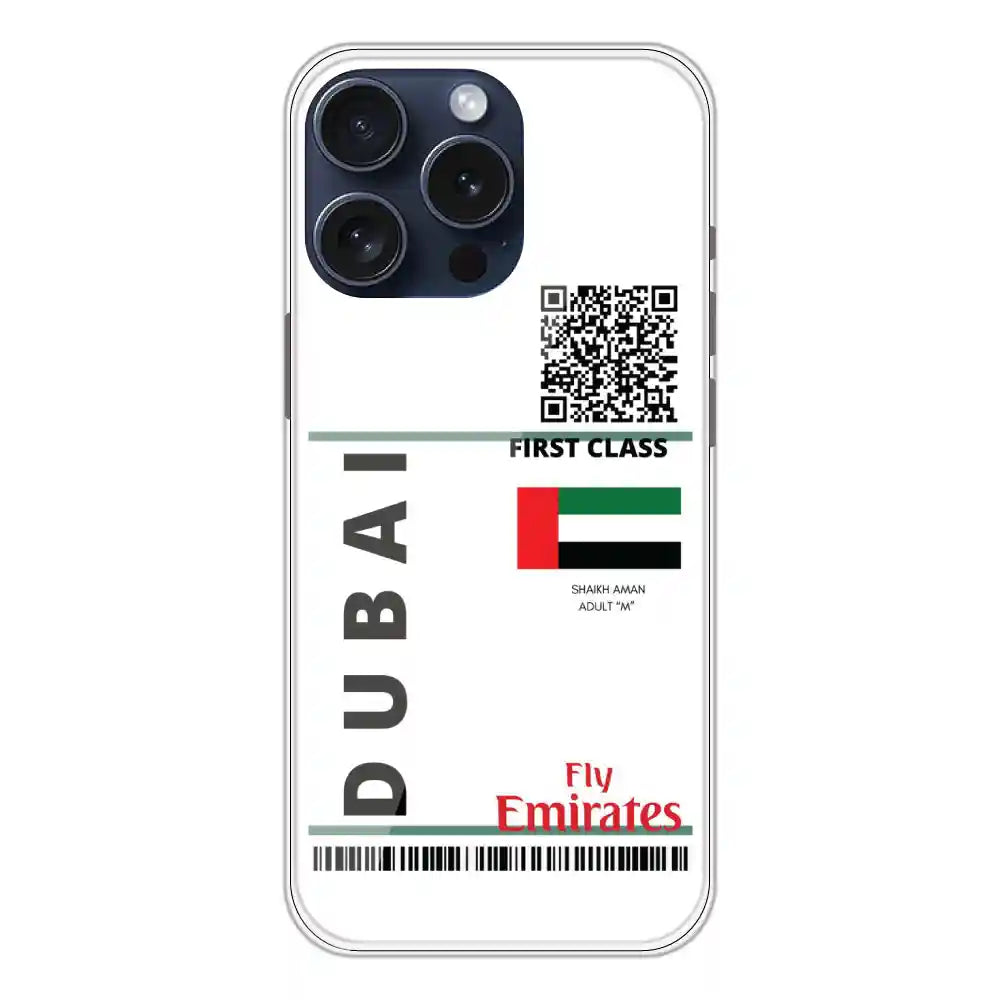 Dubai Ticket - Clear Printed Silicone Case For Apple iPhone 13 Pro