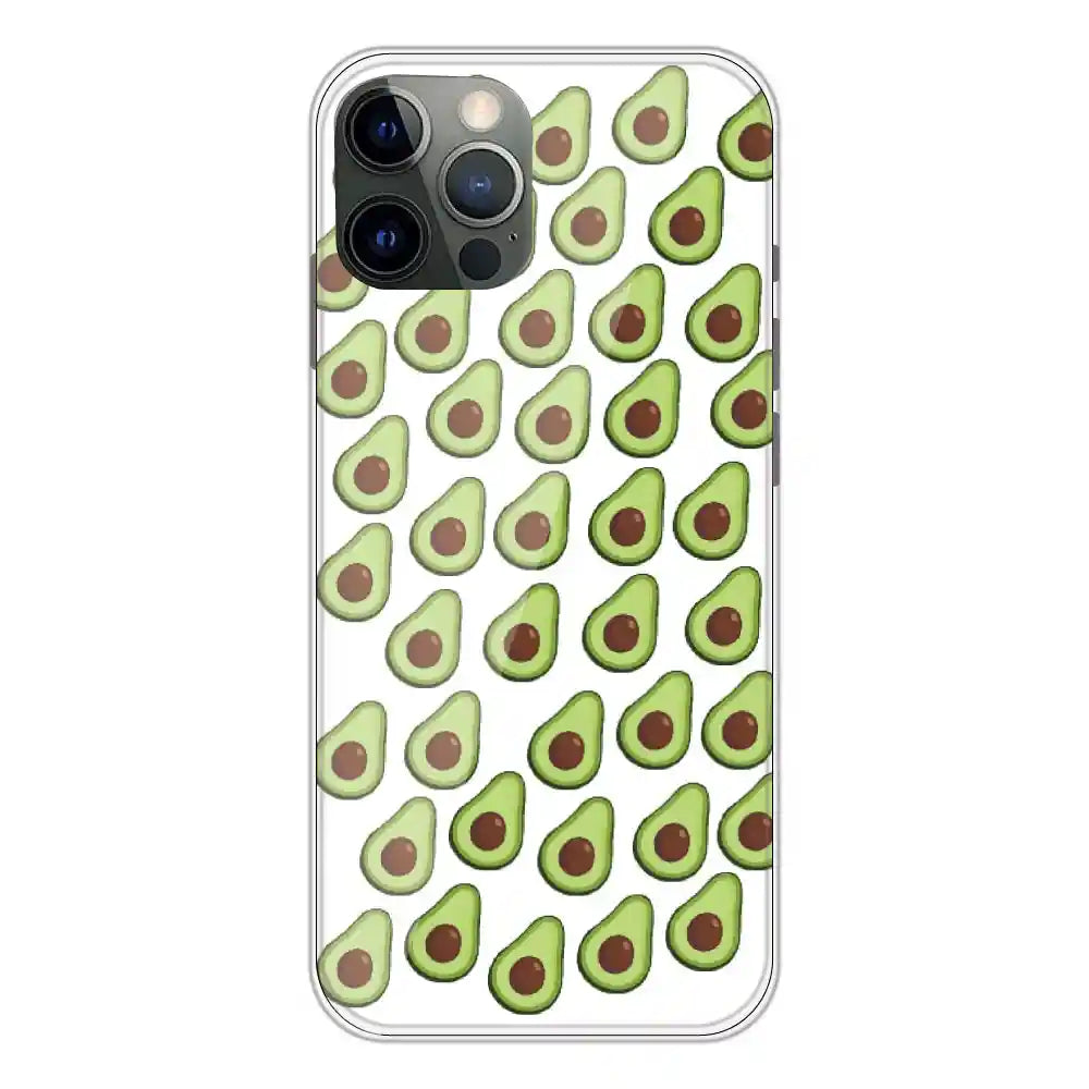 Avocado - Clear Printed Silicone Case For Apple iPhone 13 Pro
