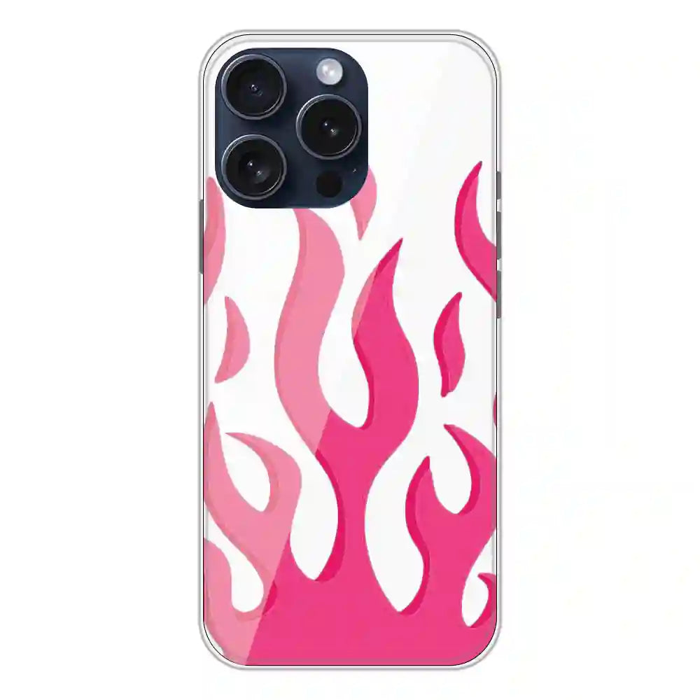 Pink Flames - Clear Printed Silicone Case For Apple iPhone 13 Pro