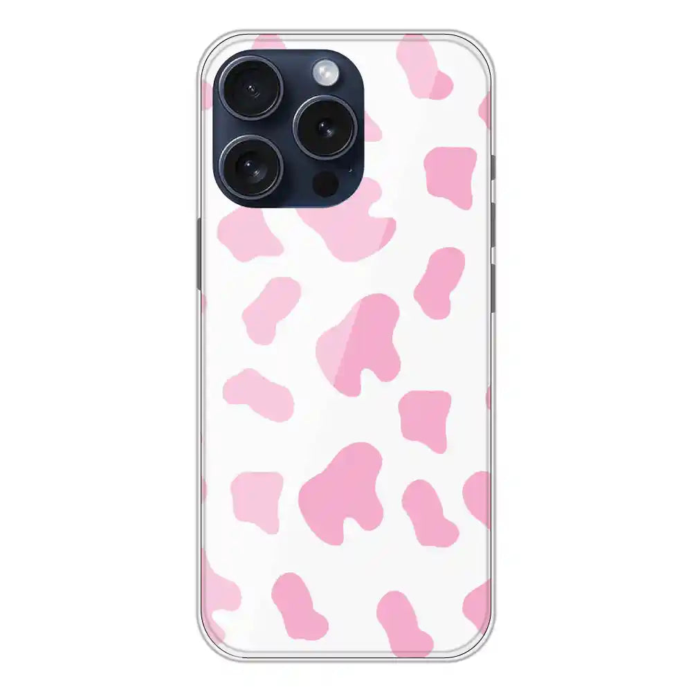 Pink Cow Print - Clear Printed Silicone Case For Apple iPhone 13 Pro