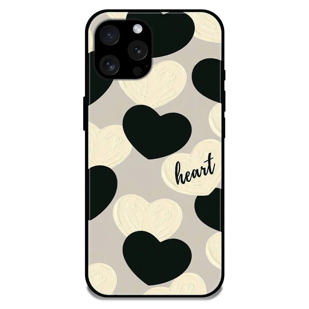 'Black And White Heart - Glossy Metal Silicone Case For Apple iPhone 13 Pro
