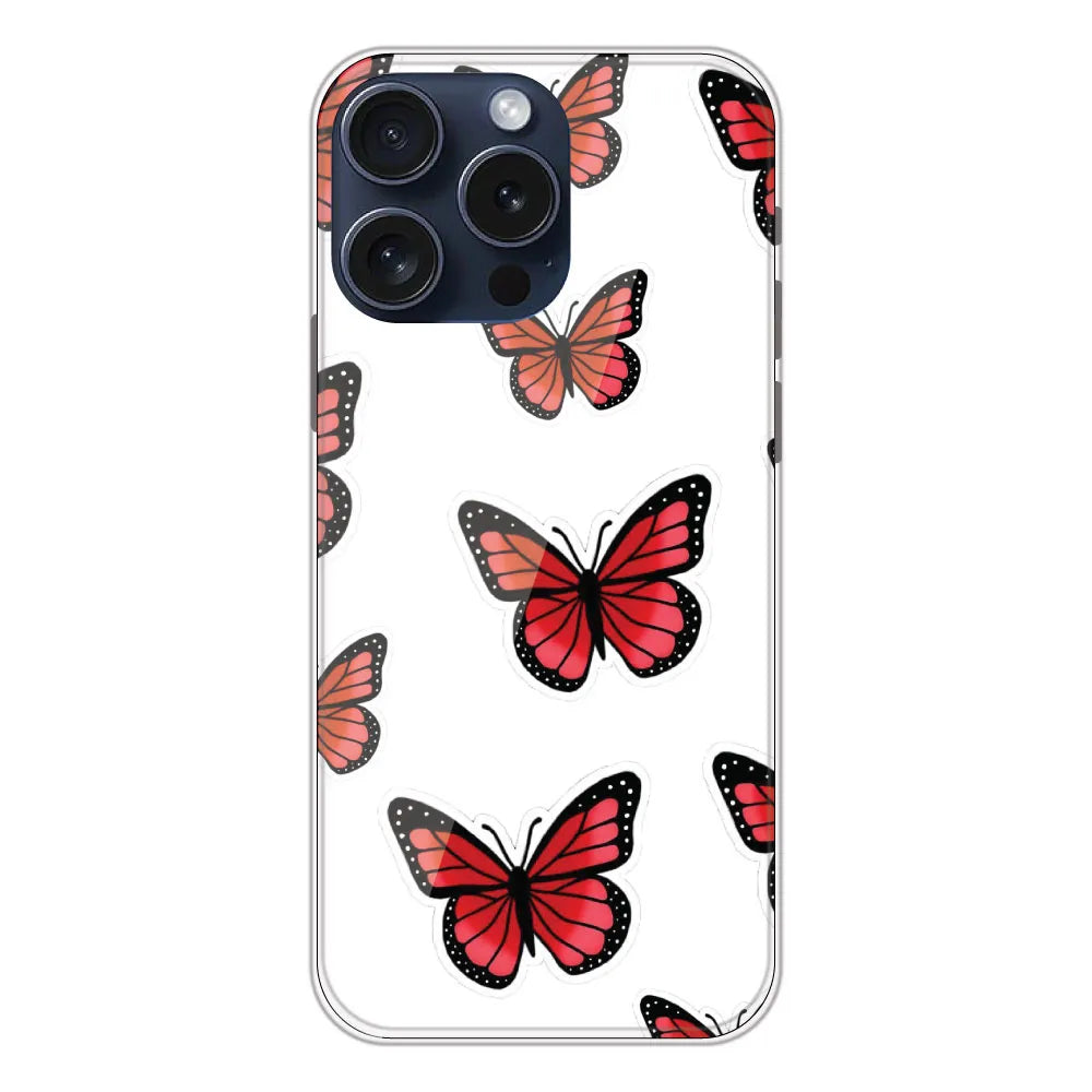 Red Butterfly - Clear Printed Silicone CaseFor Apple iPhone 13 Pro