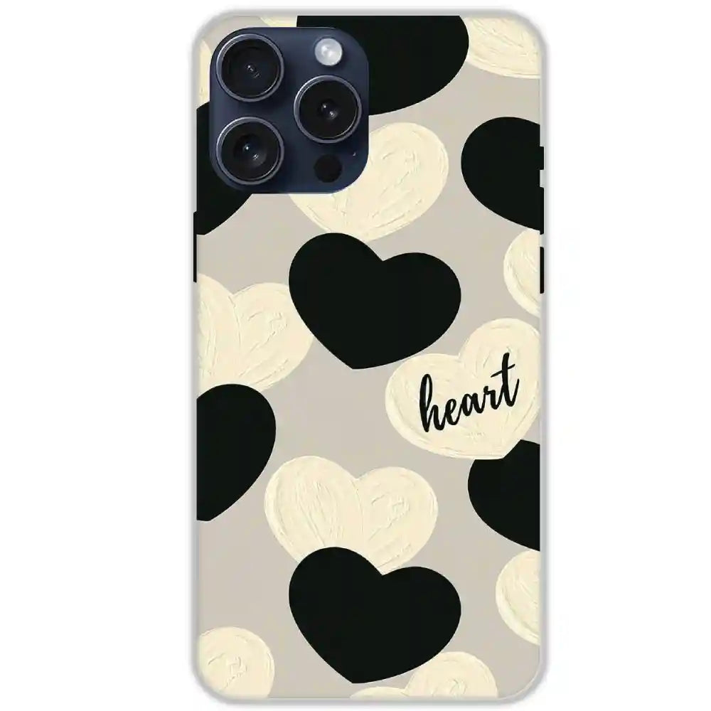 Black And White Heart - Hard Cases For Apple iPhone 13 Pro
