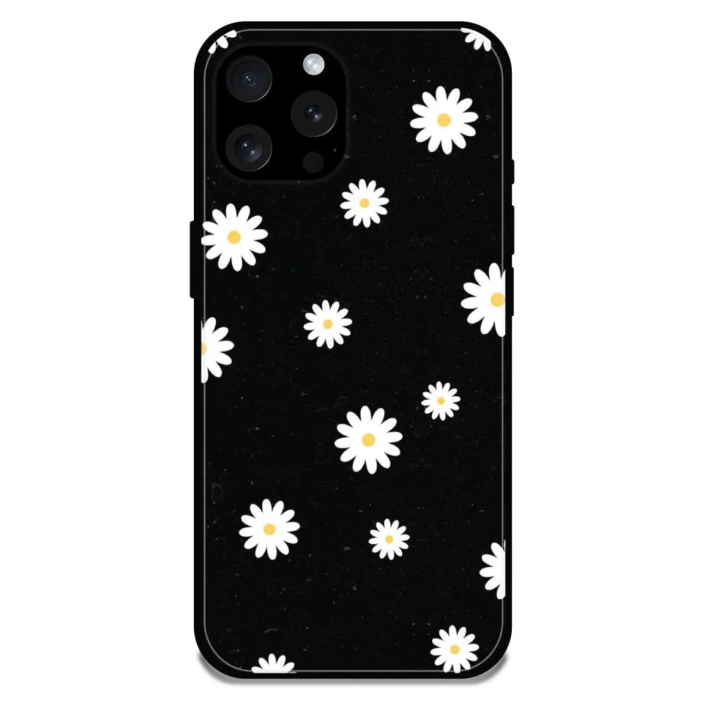 'White And Black Flower - Glossy Metal Silicone Case For Apple iPhone 13 Pro