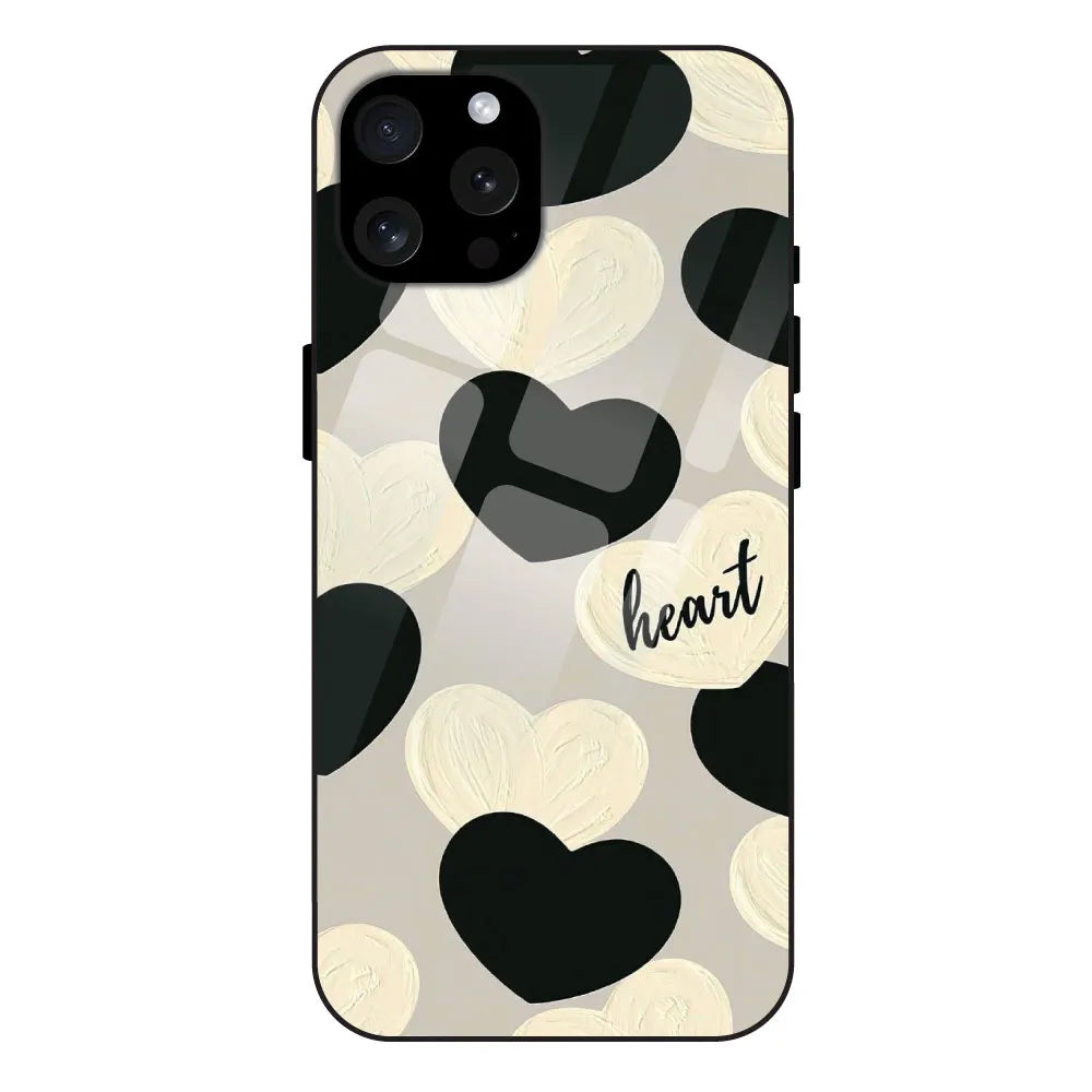 Black And White Hearts - Glossy Metal Silicone Case For Apple iPhone 13 Pro