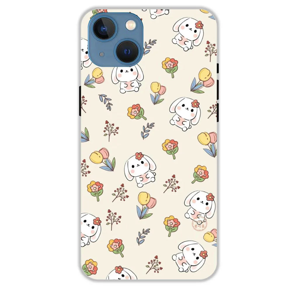 Cute Bunny & Flowers - Hard Cases For Apple iPhone 13