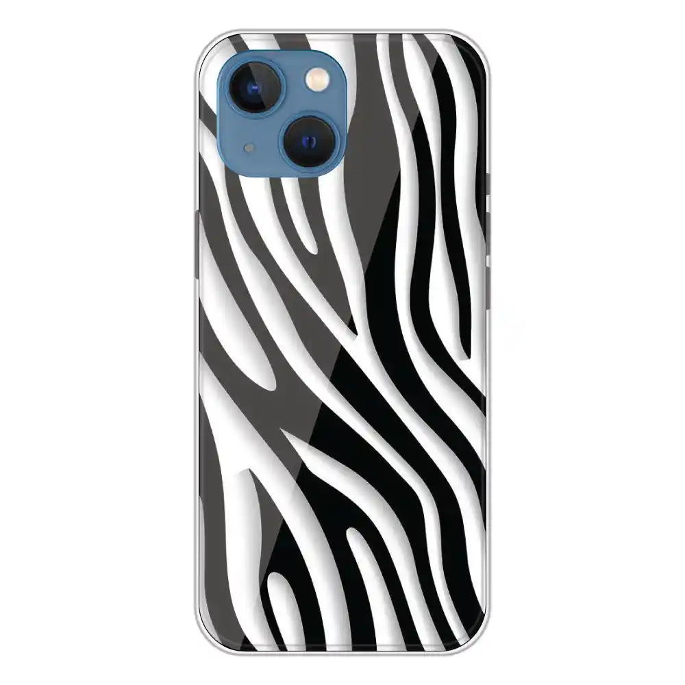 Zebra Print - Clear Printed Silicone Case For Apple iPhone 13