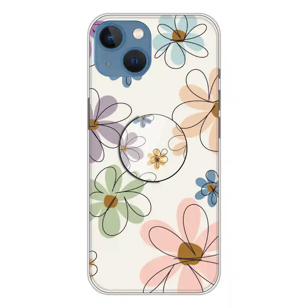 Rainbow Flowers - Silicone Grip Case For Apple iPhone 13