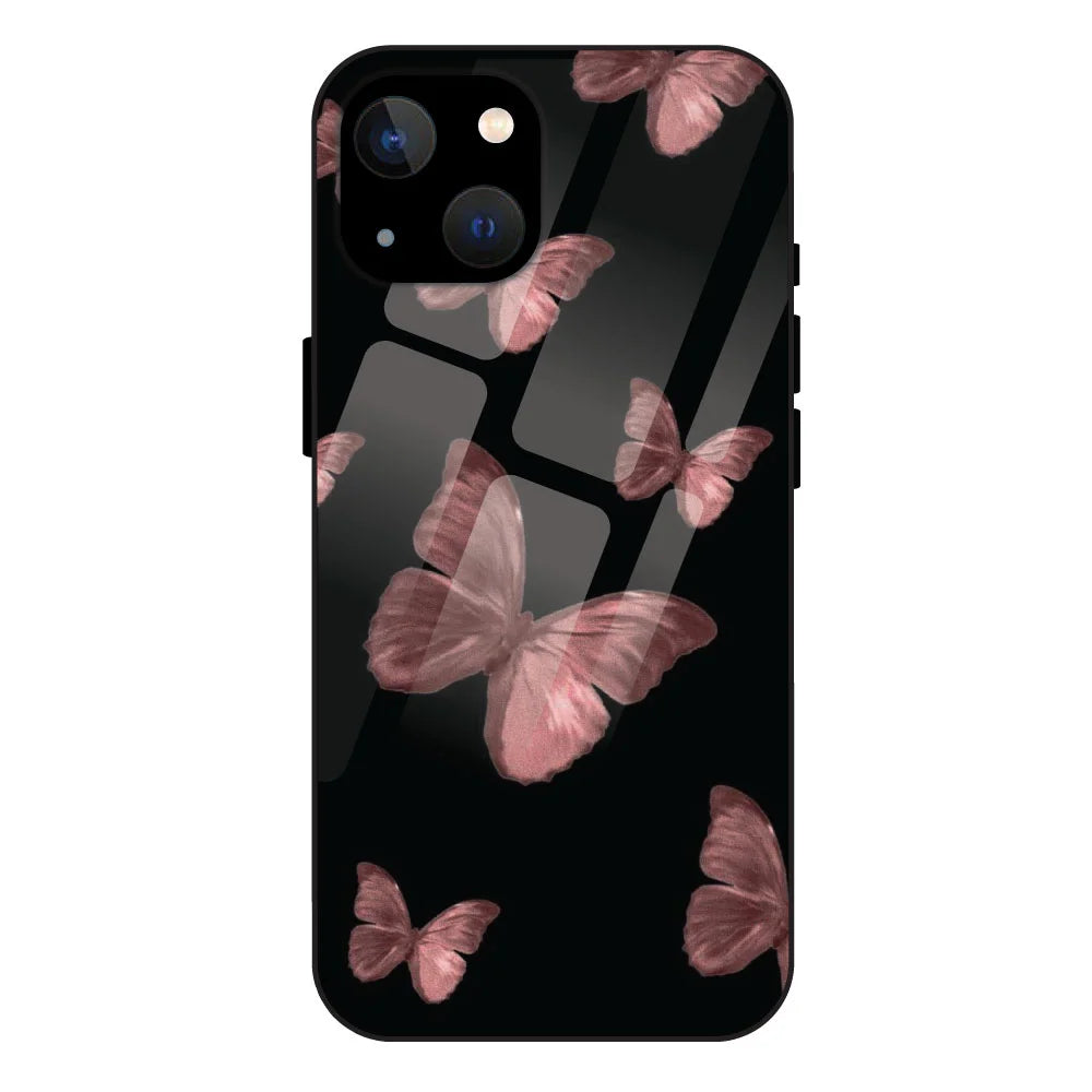 Pink Butterflies - Glass Case For Apple iPhone 13