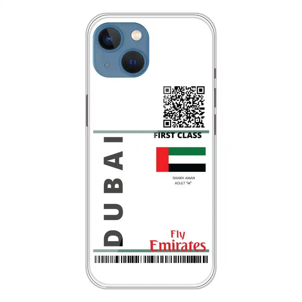 Dubai Ticket - Clear Printed Silicone Case For Apple iPhone 13