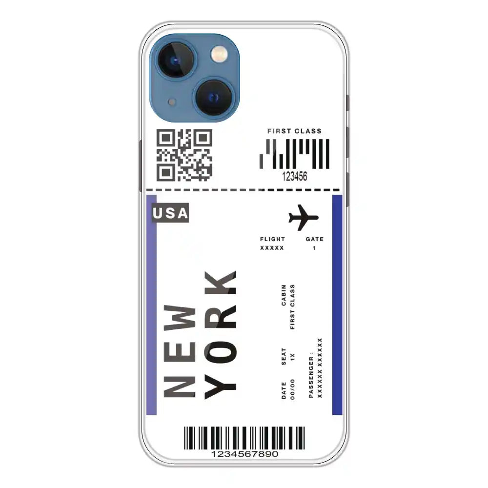 New York Ticket - Clear Printed Silicone Case For Apple iPhone 13