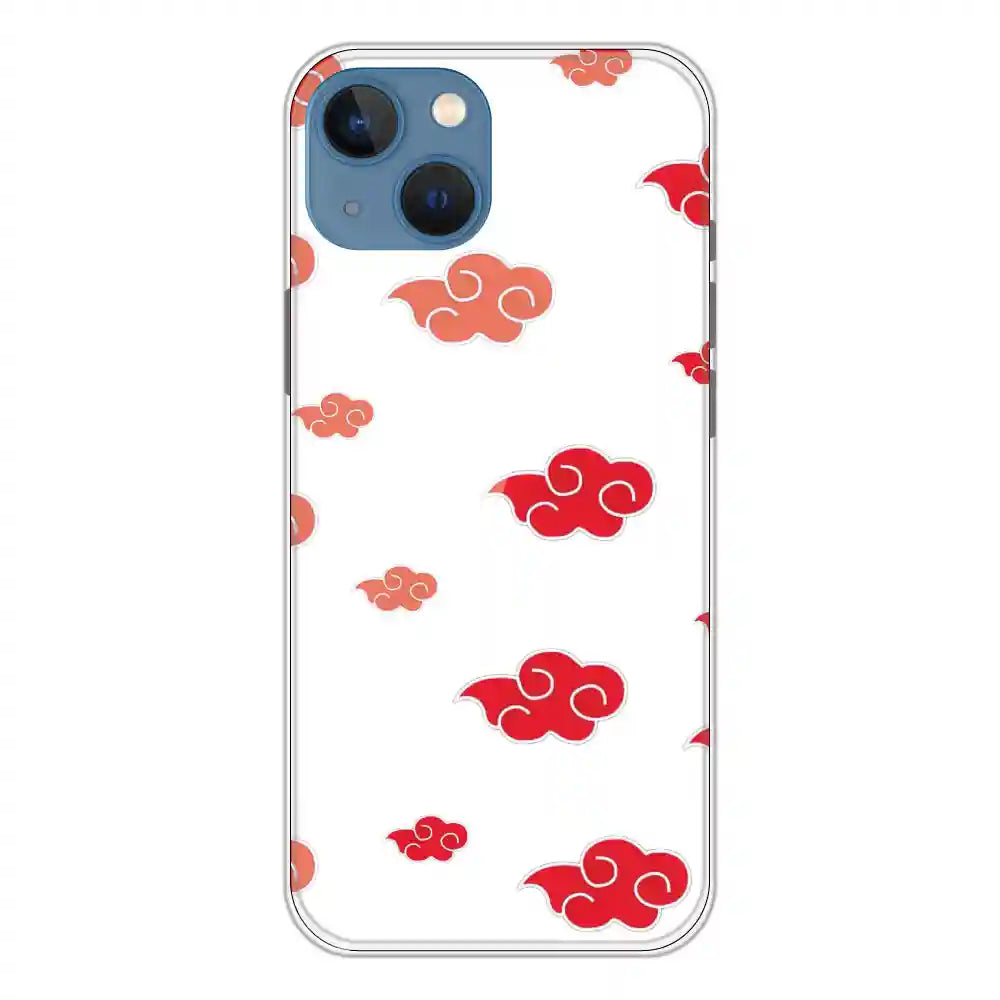Red Clouds - Clear Printed Silicone Case For Apple iPhone 13