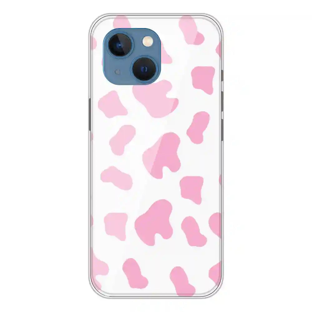 Pink Cow Print - Clear Printed Silicone Case For Apple iPhone 13