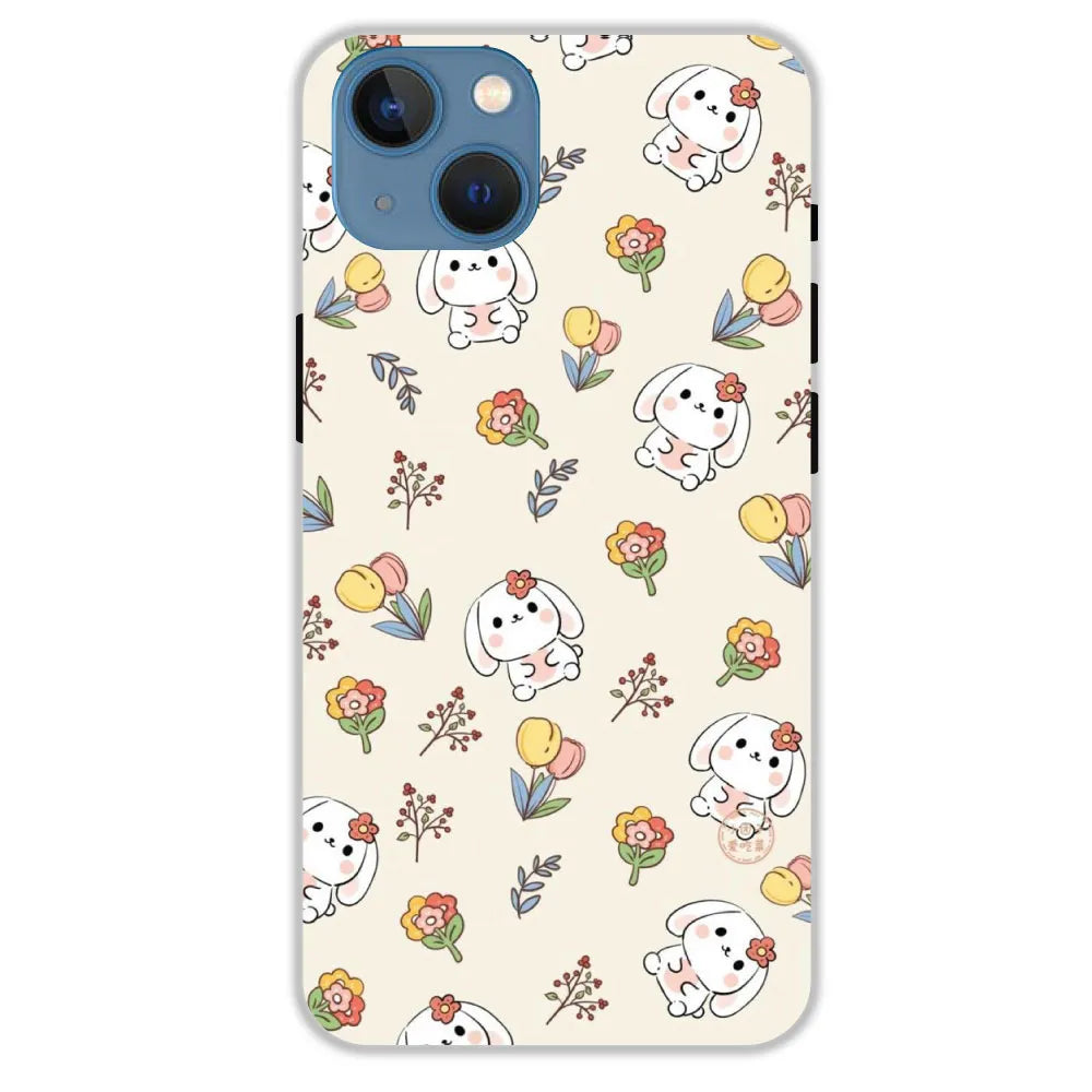 Cute Bunny & Flowers - Hard Cases For Apple iPhone 13 Mini