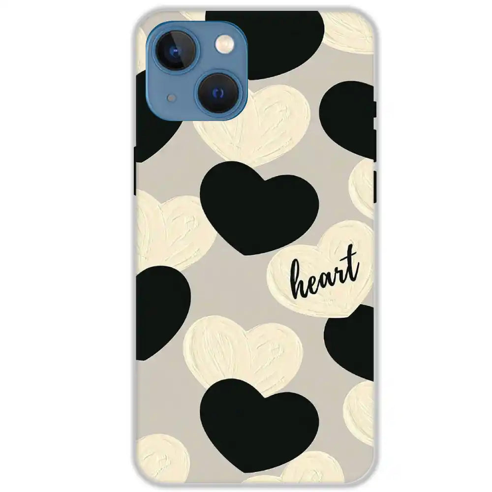 Black And White Heart - Hard Cases For Apple iPhone 13
