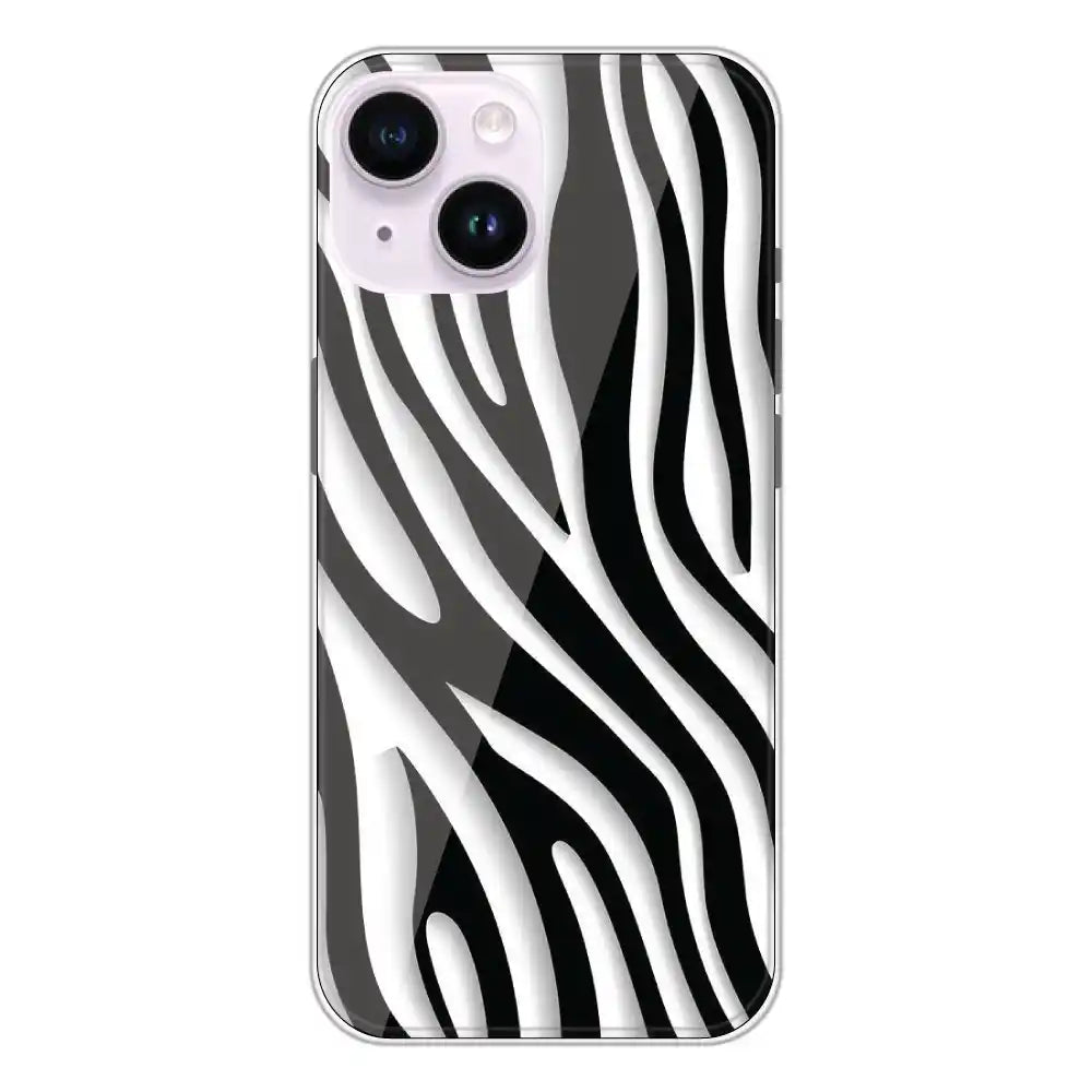 Zebra Print - Clear Printed Silicone Case For Apple iPhone 14 Plus