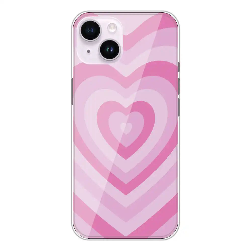Pink Hearts - Printed Silicone Case For Apple iPhone 14 Plus
