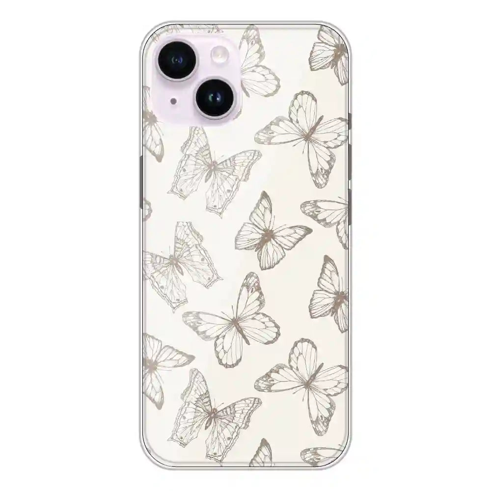 White Butterflies - Printed Silicone Case For Apple iPhone 14 Plus