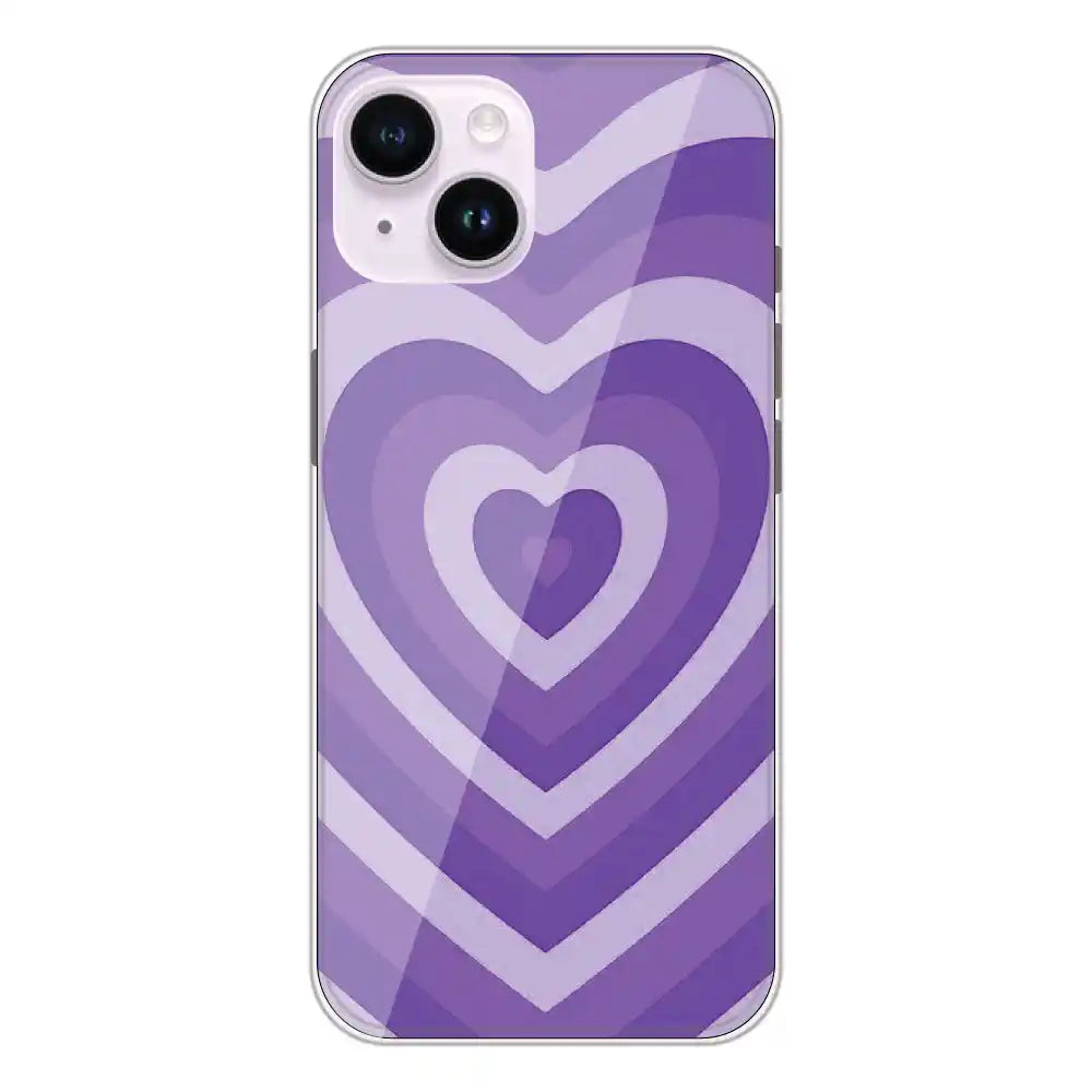 Purple Hearts - Printed Silicone Case For Apple iPhone 14 Plus