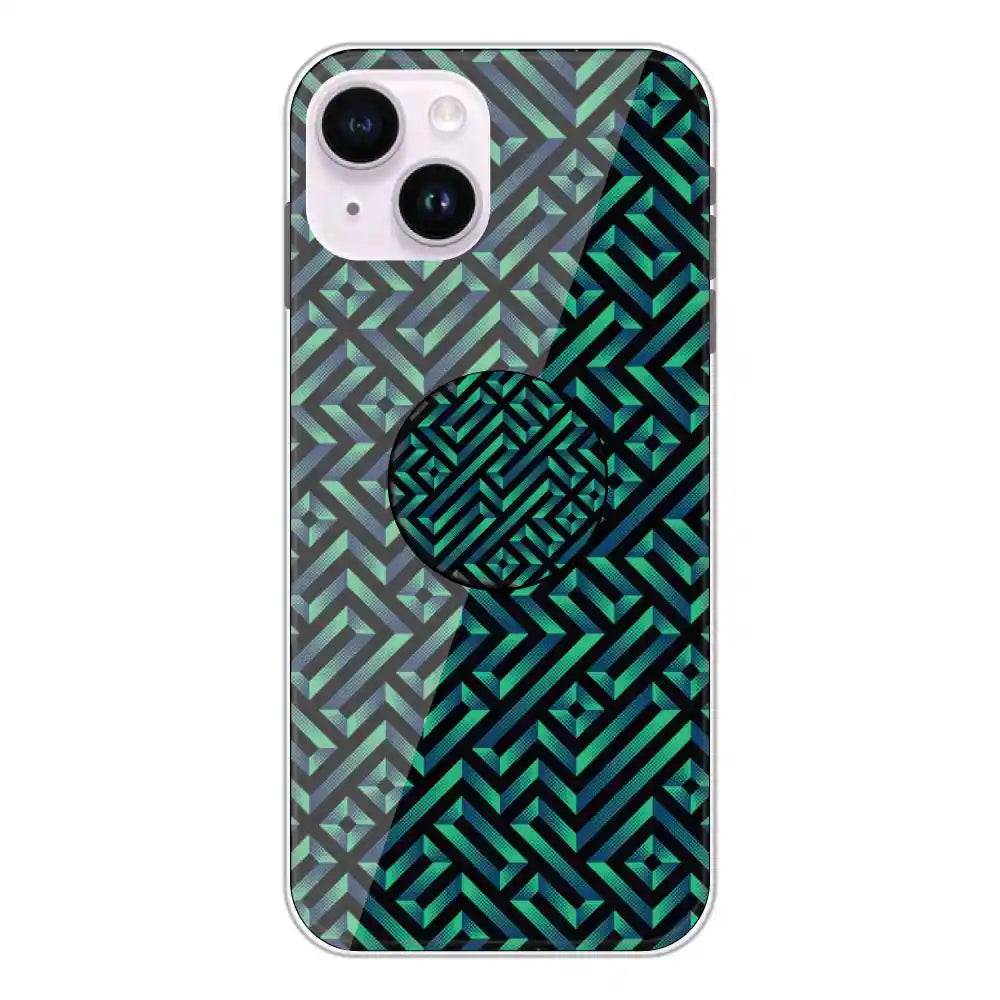 Green Mosiac Art - Silicone Grip Case For Apple iPhone 14 Plus