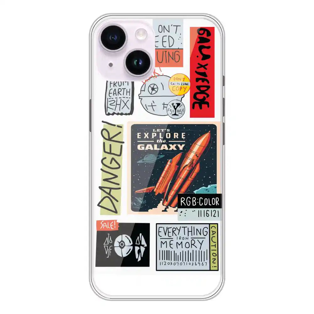 Galaxy - Clear Printed Silicone Case For Apple iPhone 14 Plus
