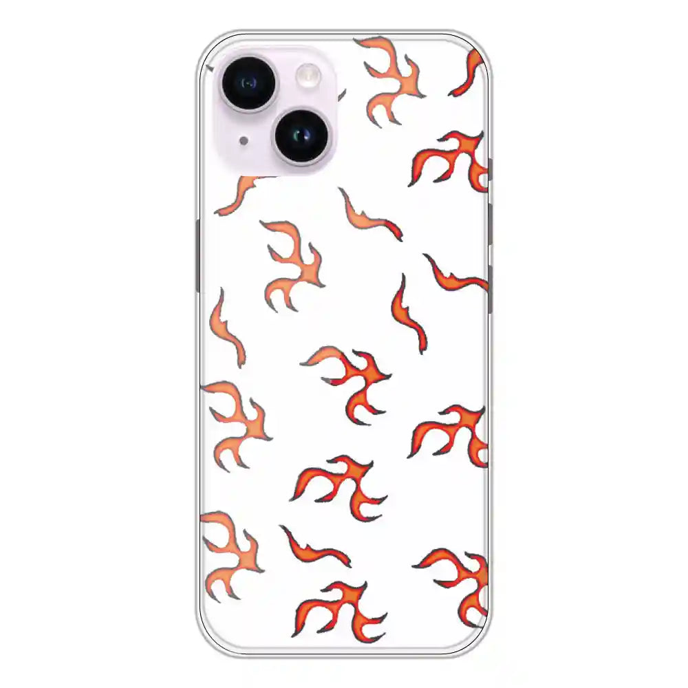 Orange Mini Flames - Clear Printed Silicone Case For Apple iPhone 14 Plus