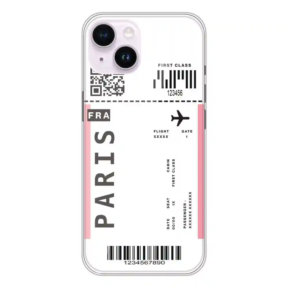 Paris Ticket - Clear Printed Silicone Case For Apple iPhone 14 Plus