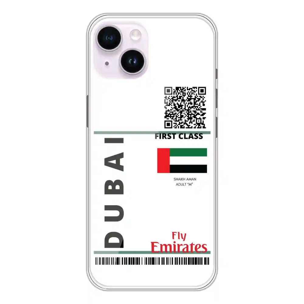 Dubai Ticket - Clear Printed Silicone Case For Apple iPhone 14 Plus