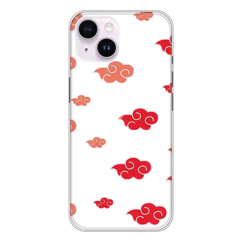 Red Clouds - Clear Printed Silicone Case For Apple iPhone 14 Plus