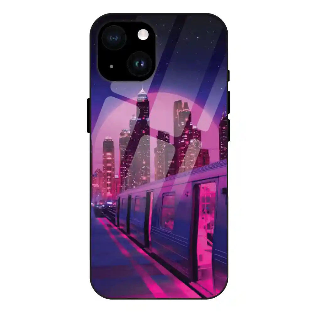 Neon City Synthwave - Glass Case For Apple iPhone 14 Plus