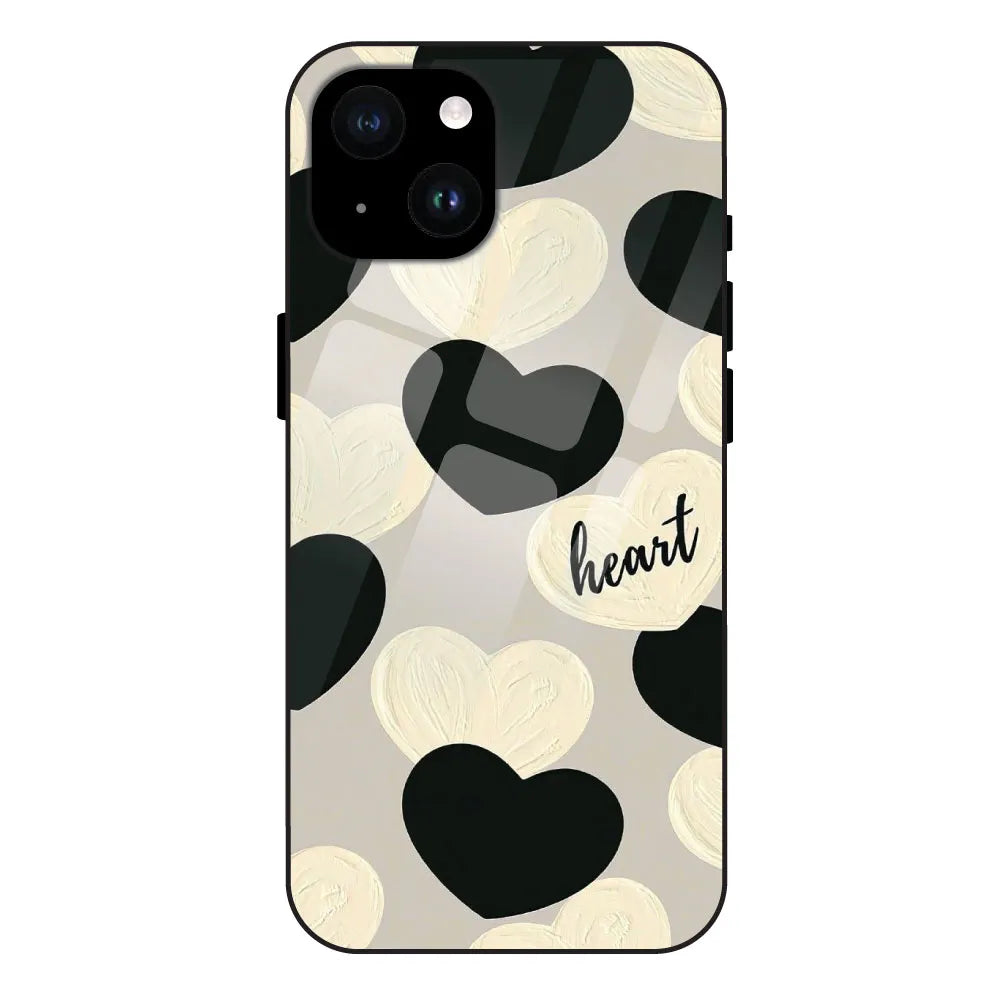 Black And White Hearts - Glossy Metal Silicone Case For Apple iPhone 14 Plus