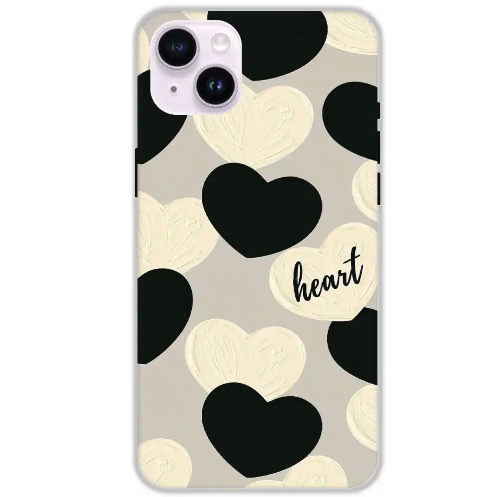 Black And White Heart - Hard Cases For Apple iPhone 14 Plus