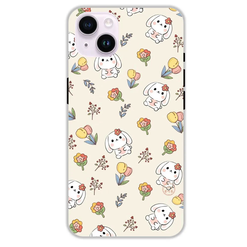 Cute Bunny & Flowers - Hard Cases For Apple iPhone 14 Plus