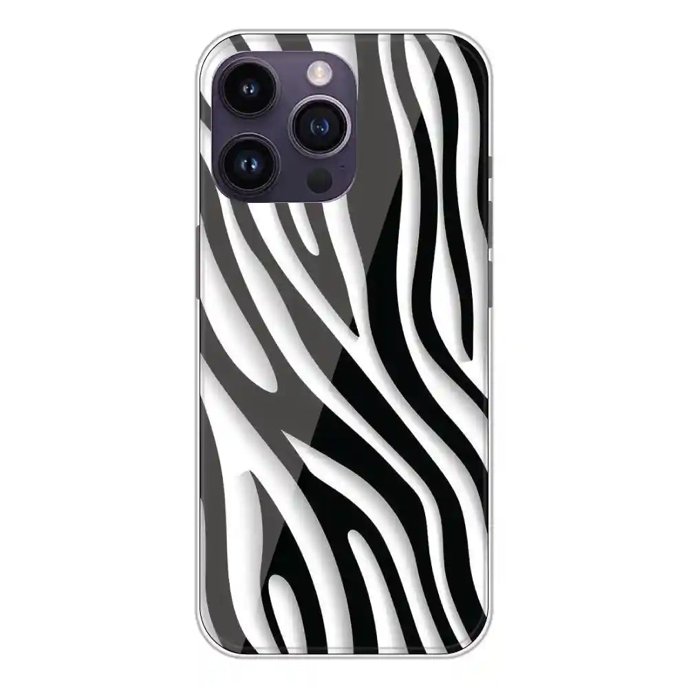 Zebra Print - Clear Printed Silicone Case For Apple iPhone 14 Pro Max