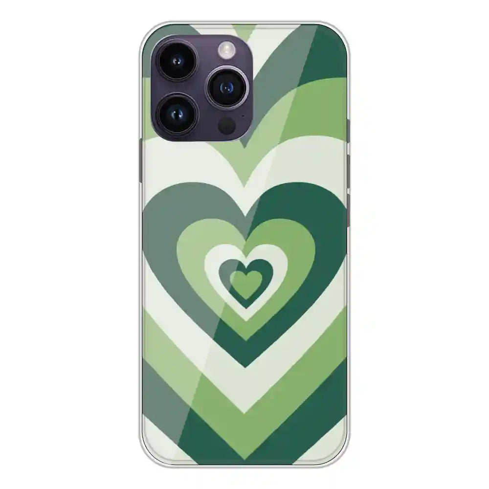 Dark Green Hearts - Printed Silicone Case For Apple iPhone 14 Pro Max