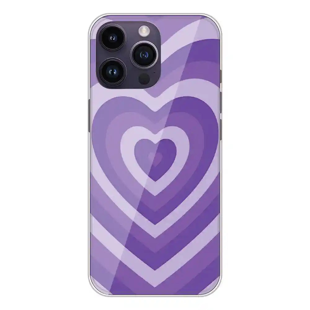 Purple Hearts - Printed Silicone Case For Apple iPhone 14 Pro Max