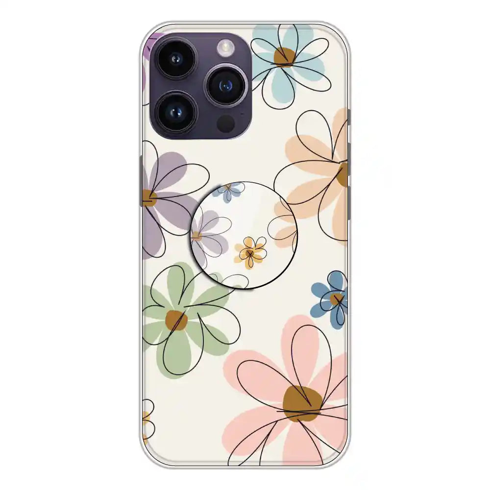 Rainbow Flowers - Silicone Grip Case For Apple iPhone 14 Pro Max