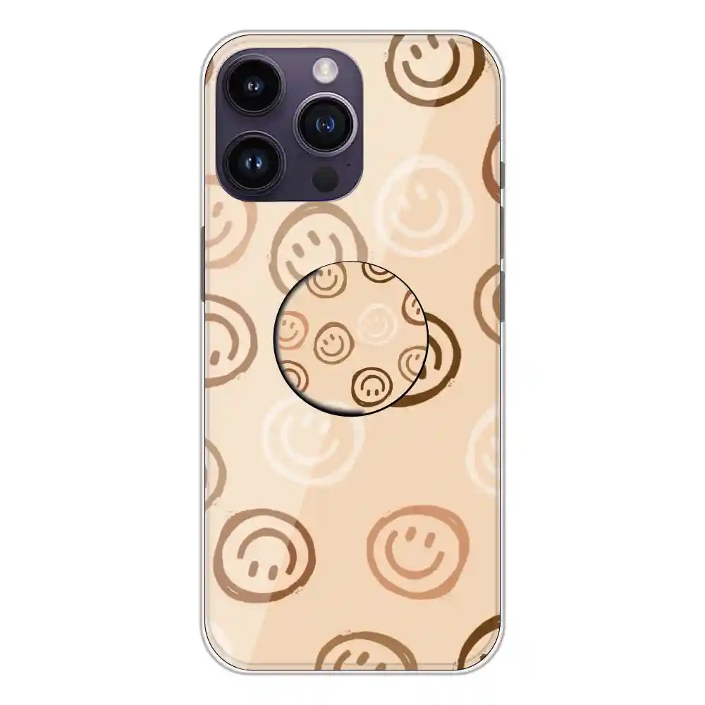 Brown Smilies - Silicone Grip Case For Apple iPhone 14 Pro Max