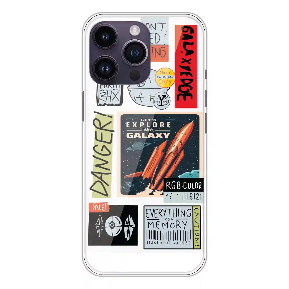 Galaxy - Clear Printed Silicone Case For Apple iPhone 14 Pro Max
