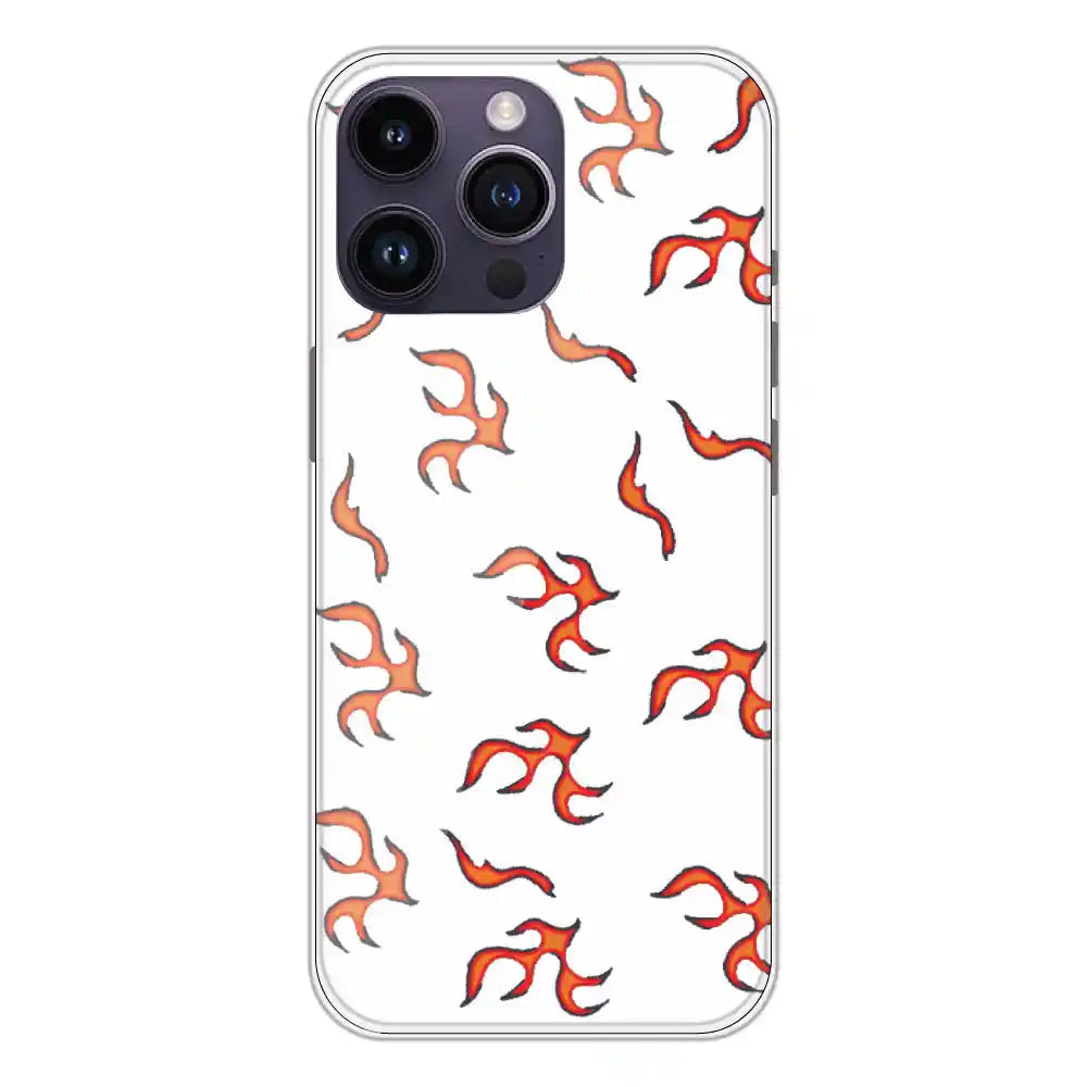 Orange Mini Flames - Clear Printed Silicone Case For Apple iPhone 14 Pro Max