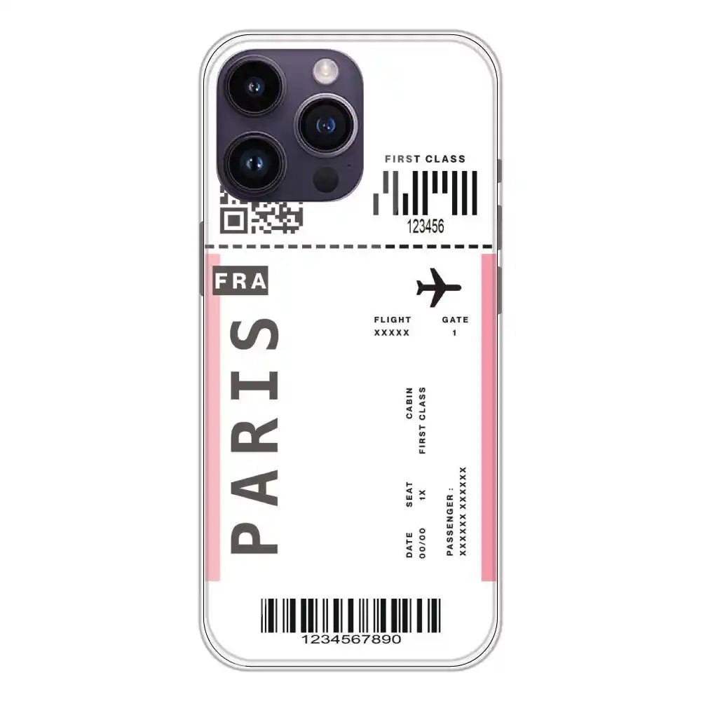 Paris Ticket - Clear Printed Silicone Case For Apple iPhone 14 Pro Max