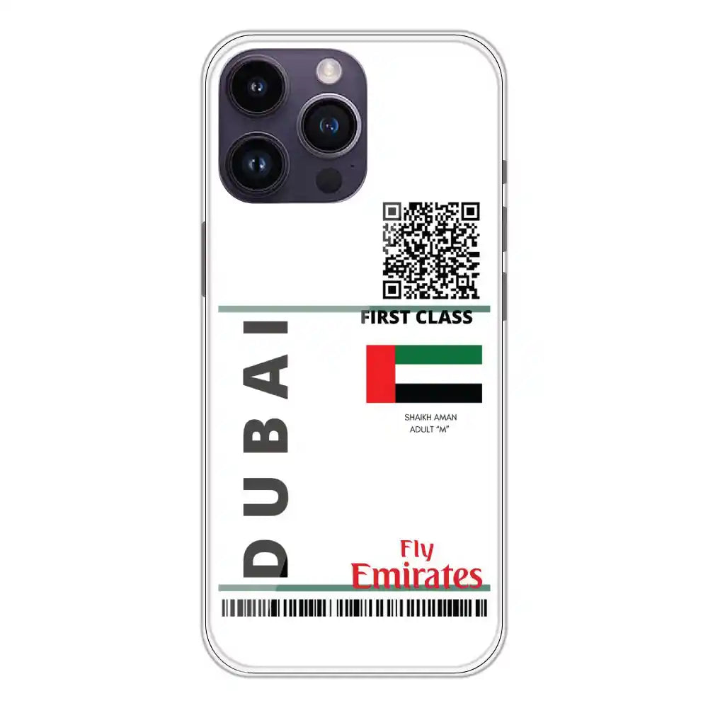 Dubai Ticket - Clear Printed Silicone Case For Apple iPhone 14 Pro Max