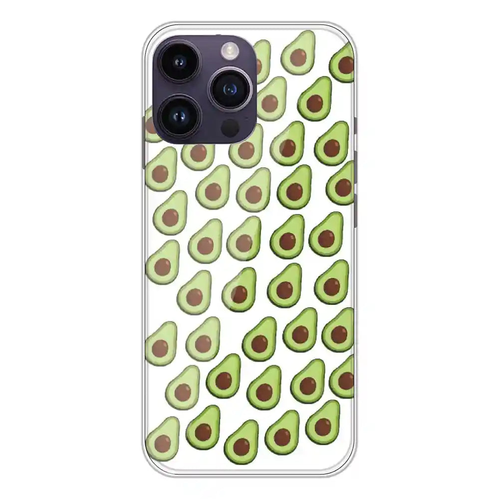 Avocado - Clear Printed Silicone Case For Apple iPhone 14 Pro Max