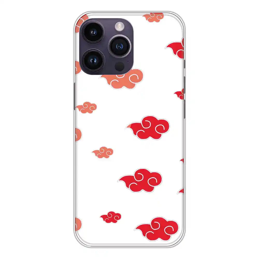 Red Clouds - Clear Printed Silicone Case For Apple iPhone 14 Pro Max