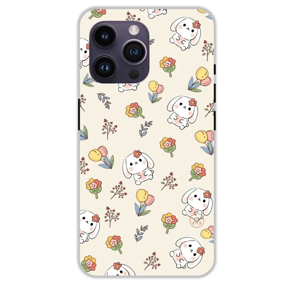 Cute Bunny & Flowers - Hard Cases For Apple iPhone 14 Pro Max