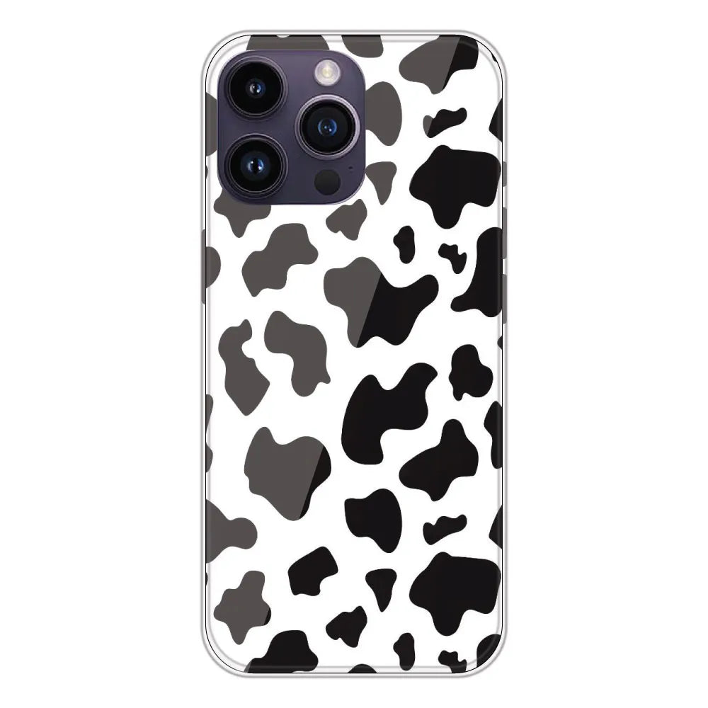 Cow Print - Clear Printed Silicone CaseFor Apple iPhone 14 Pro Max