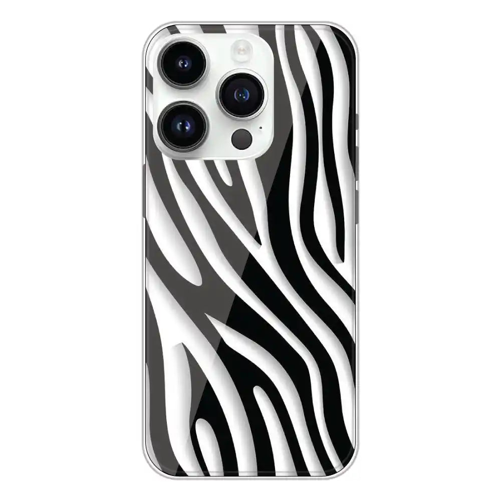 Zebra Print - Clear Printed Silicone Case For Apple iPhone 14 Pro