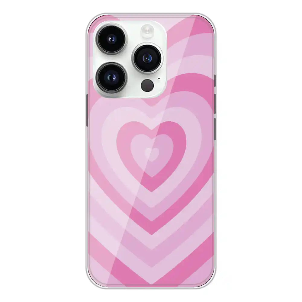 Pink Hearts - Printed Silicone Case For Apple iPhone 14 Pro