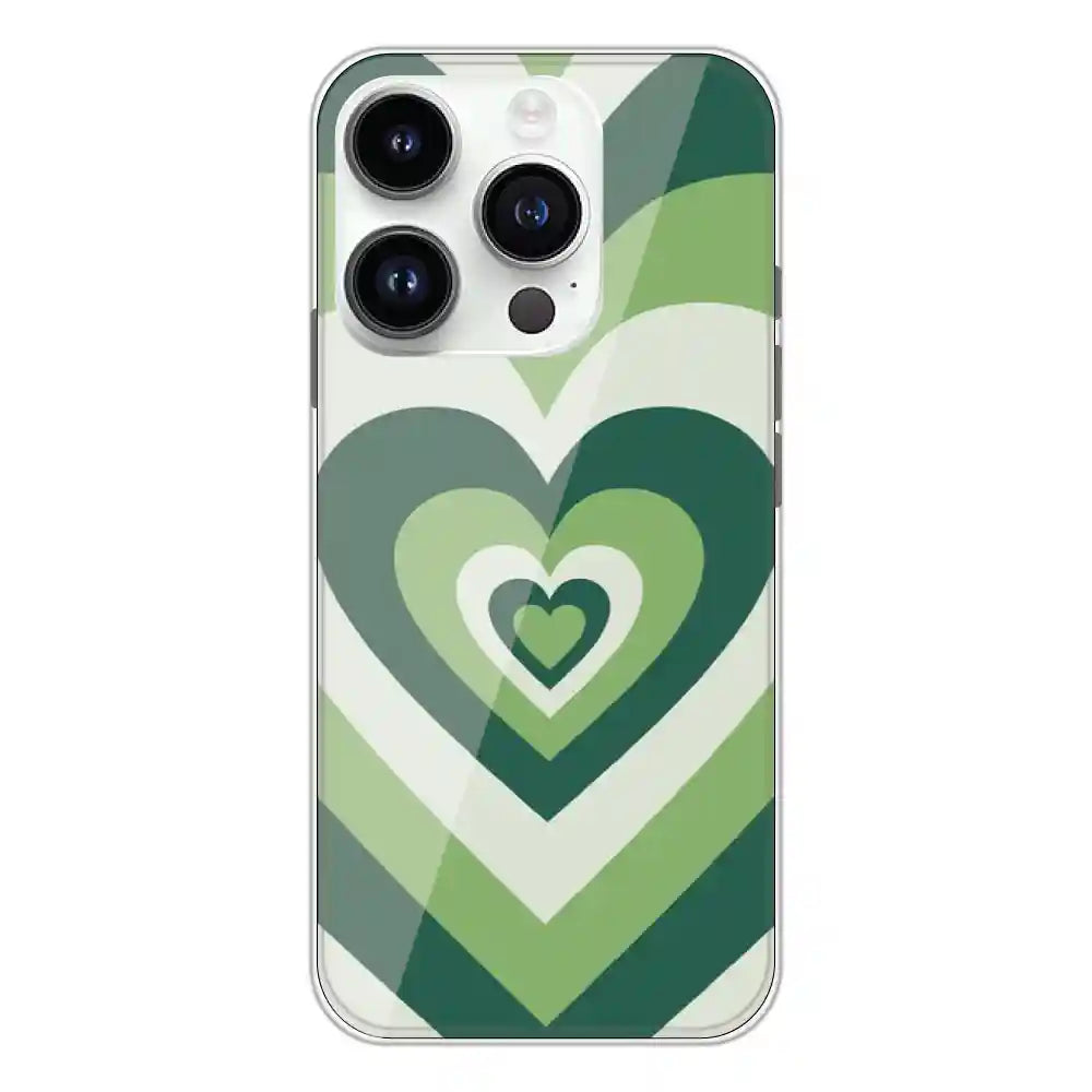 Dark Green Hearts - Printed Silicone Case For Apple iPhone 14 Pro